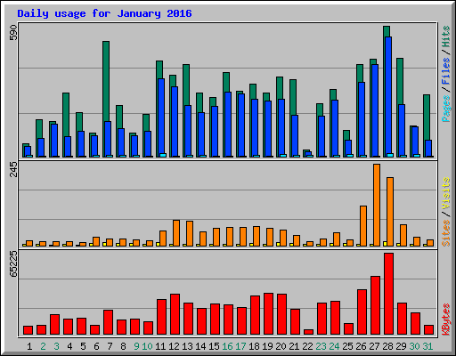 Daily usage for January 2016