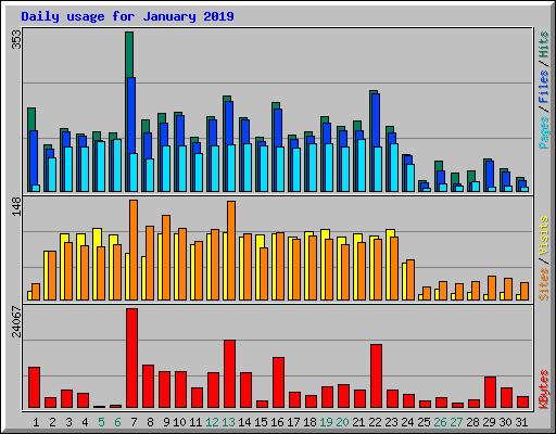 Daily usage for January 2019