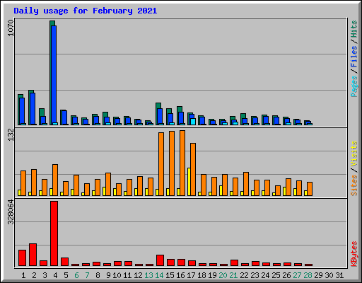 Daily usage for February 2021
