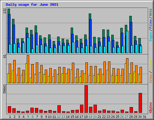 Daily usage for June 2021