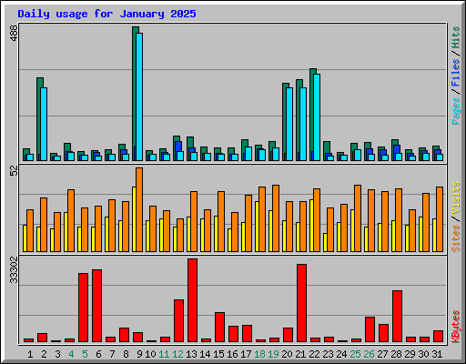 Daily usage for January 2025