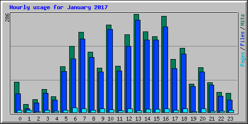 Hourly usage for January 2017