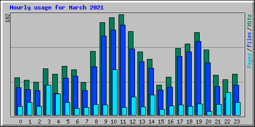 Hourly usage for March 2021