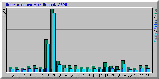 Hourly usage for August 2025